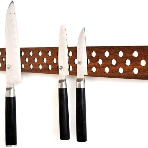 Magnetic Wooden Knife Bar Holder Strip, Cherry or Walnut, 12, 16, 20, or 24 Inch (16 Inch, Walnut)