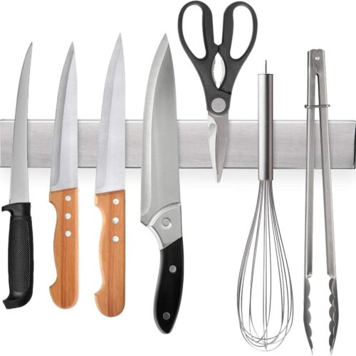 Ninonly 12 Inch Magnetic Knife Strip, Premium Stainless Steel Wall Mounted Kitchen Knives Bar,Space-Saving Powerful No Drilling Magnetic Knife Rack for Home Kitchen Utensil Holder & Tool Holder