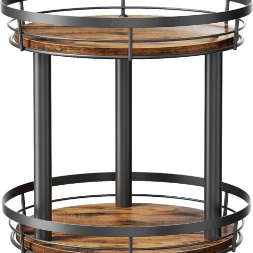 10'' Wood Lazy Susan Spice Rack Organizer, 2 Tier Spice Organization for Cabinet, Countertop, Kitchen, Table Top, Pantry, Condiment and Seasoning Rack Organizer
