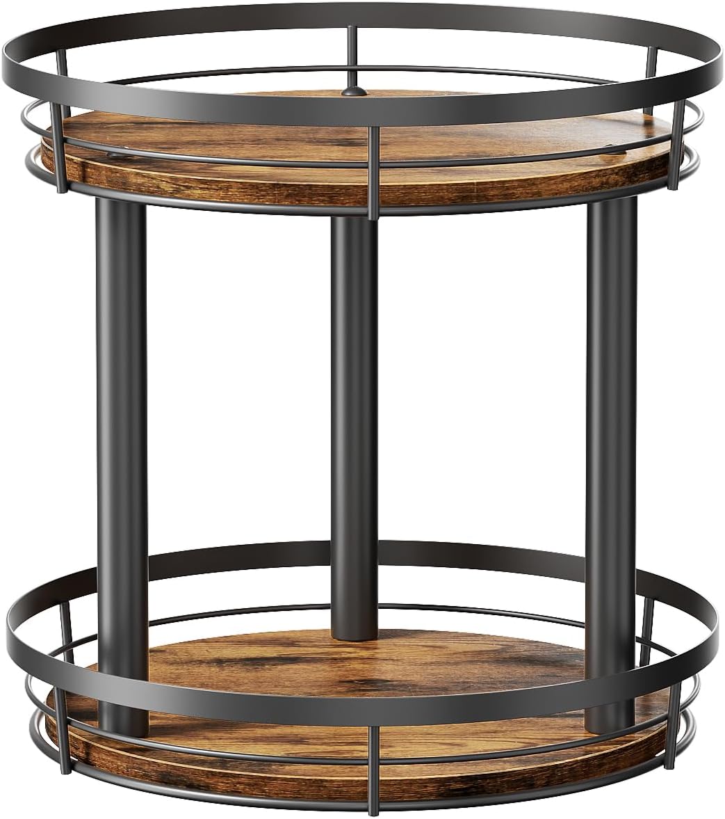 10'' Wood Lazy Susan Spice Rack Organizer, 2 Tier Spice Organization for Cabinet, Countertop, Kitchen, Table Top, Pantry, Condiment and Seasoning Rack Organizer
