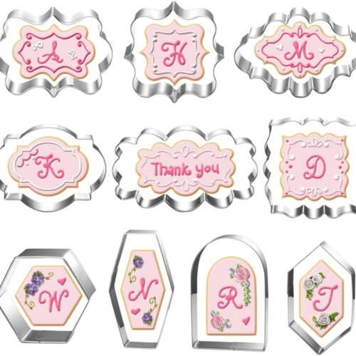Large Plaque Cookie Cutter Set-10 Piece-4.0 Inch-Diswasher Safe-Frame Cookie Cutter Shape for Baking