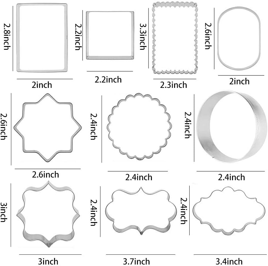 10 PCS Plaque Frame Cookie Cutters Set Fondant Tiles Biscuit Cutter Molds for Cookie Fruit Shapes - Image 2