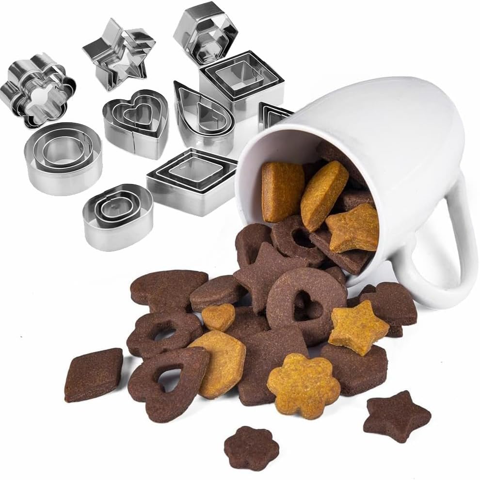 30Pcs Mini Cookie Cutter Set with Box, Small Stainless Steel Fruit Veggie Tiny Polymer Clay Cutters for Kids, Geometric Set for Biscuit Mold - Image 2
