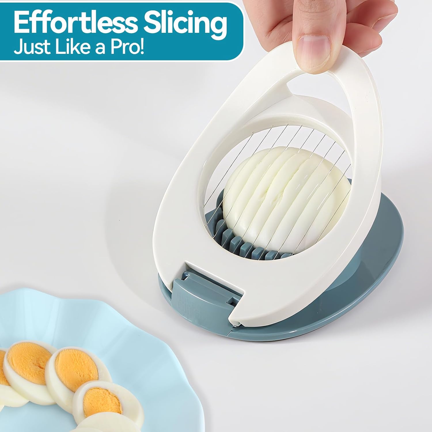 Egg Slicer & Dicer for Hard Boiled Eggs - Heavy Duty Cutter Dicer with Stainless Steel Wire, Cuts Strawberries, Kiwis & Soft Fruits Effortlessly - Easy-Clean Kitchen - Image 2