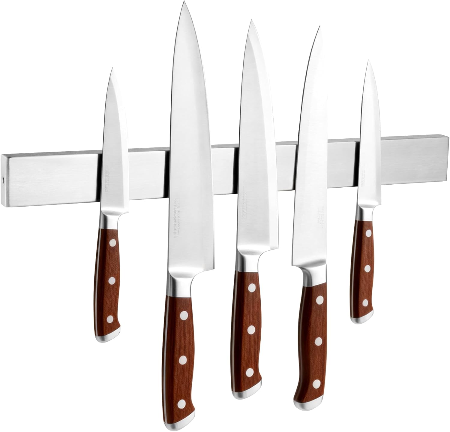 YC Kitchen Magnetic Knife Holder for Wall, 16 Inch Stainless Steel Knife Magnetic Strip for Knives, Tools, Supplies - Drilling incl/Self Adhesive Tape,with 2 hooks