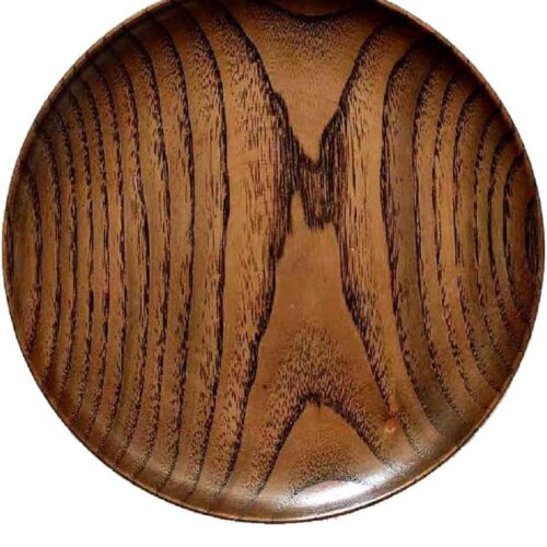 Round Wood Dish, Plate Acacia Wooden for Cake, Sweets Fruit Dessert Coffee Dish, Round Wood Dinner Tableware Plates, Tray for Home Decoration (5.3 Inch)