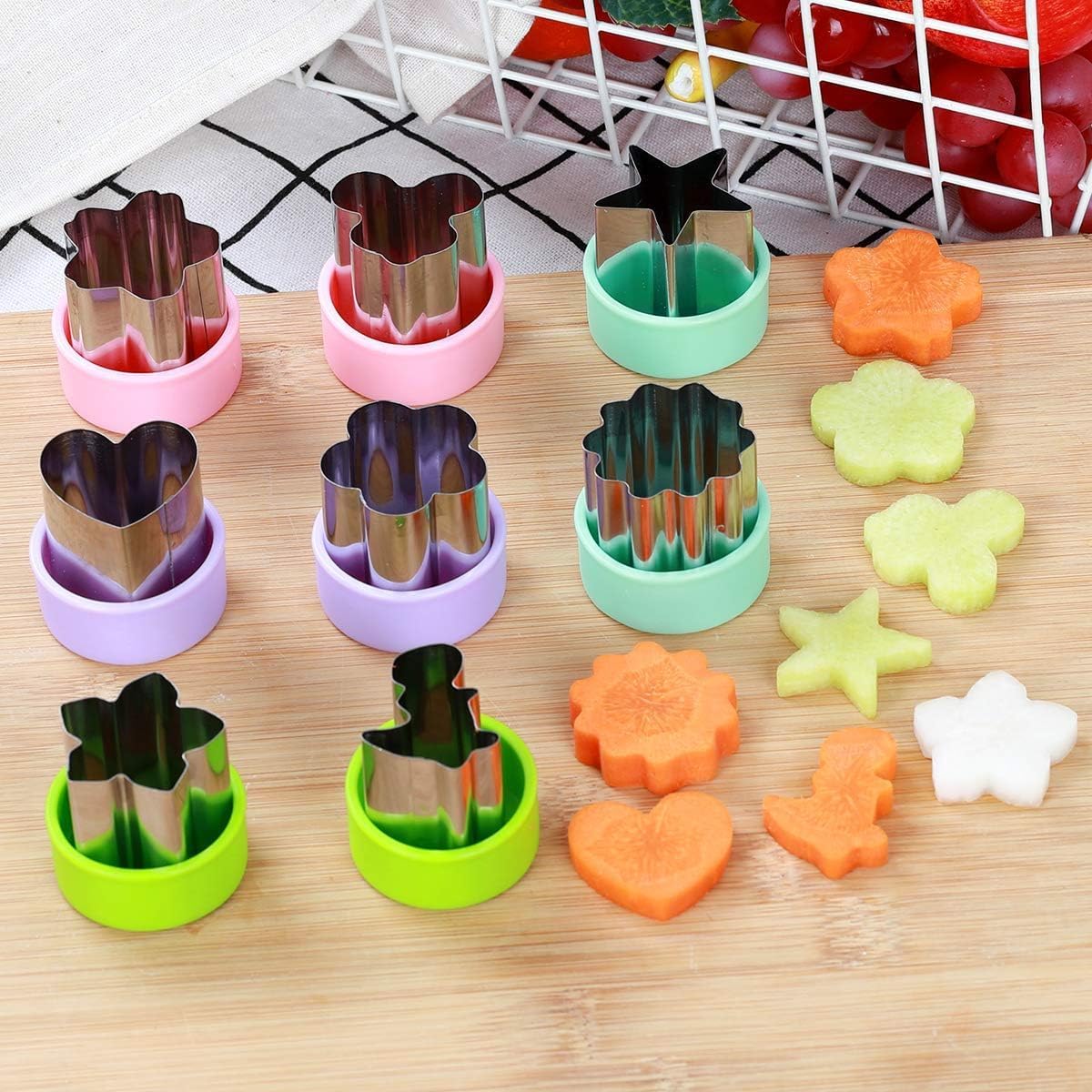 Vegetable Cutter Shapes Set (8 Pack) – 1.5" Stainless Steel Mini Cookie & Fruit Cutters for Kids, Bento Lunch, Sandwich, Fondant, Cheese, Baking & Food Prep - Image 2
