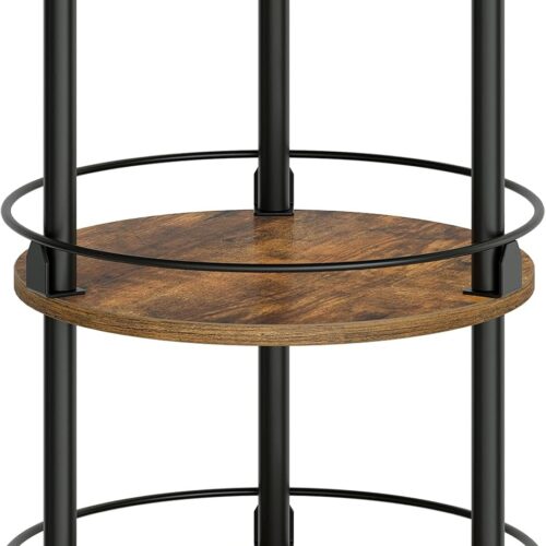 3-Tier Lazy Susan Organizer, Rotating Spice Rack, Spinning Organizer, Industrial Turntable Spice Rack Organizer for Cabinet, Kitchen Countertop, Pantry, Rustic Brown and Black