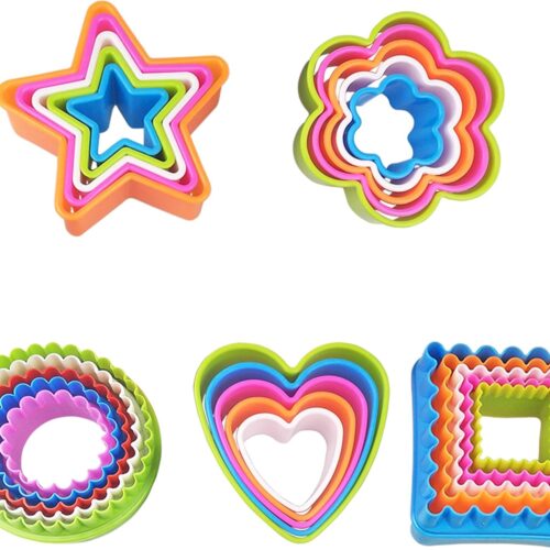25 PCS Cookie Cutter Set Multi-size Sandwich Fondant Cake Fruit Vegetable Shapes Cutter Set