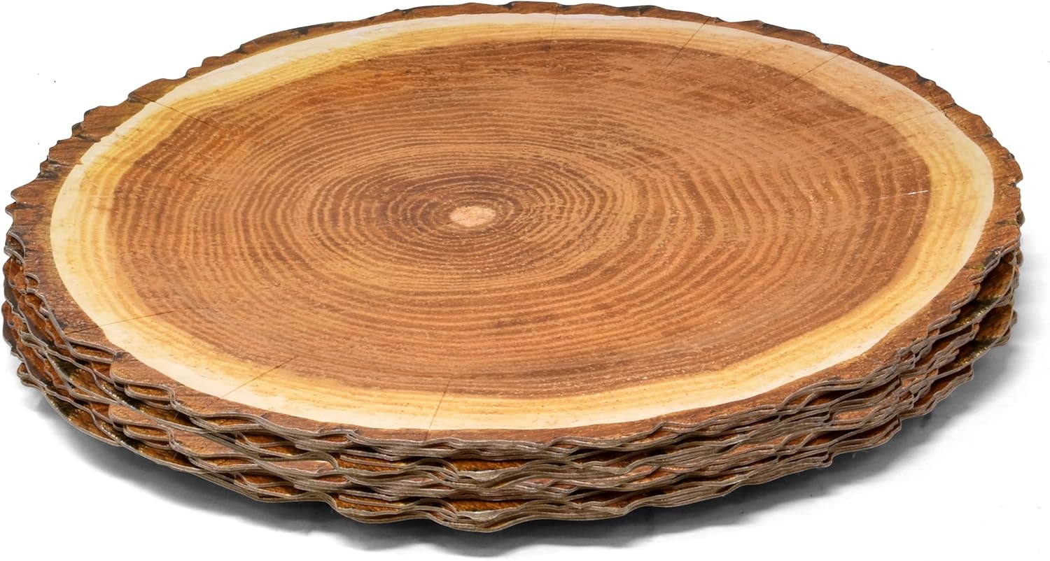Gift Boutique Wood Charger Plates 24 Pack Disposable Round 13 Inch Rustic Tree Slice Chargers Dinner Table Decor Wedding Party Farmhouse Place Settings - Image 2