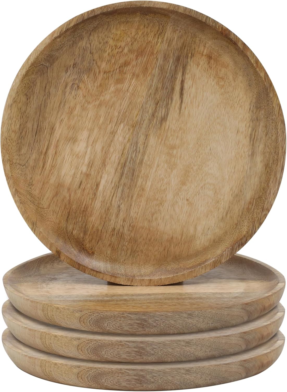 Round Wood Plates 11 Inch Dinner Plates Natural Wooden Charger Plates For Centerpiece Easy Cleaning Lightweight Serving Plates For Dishes Snack Dessert Salad - Natural 4 Pack