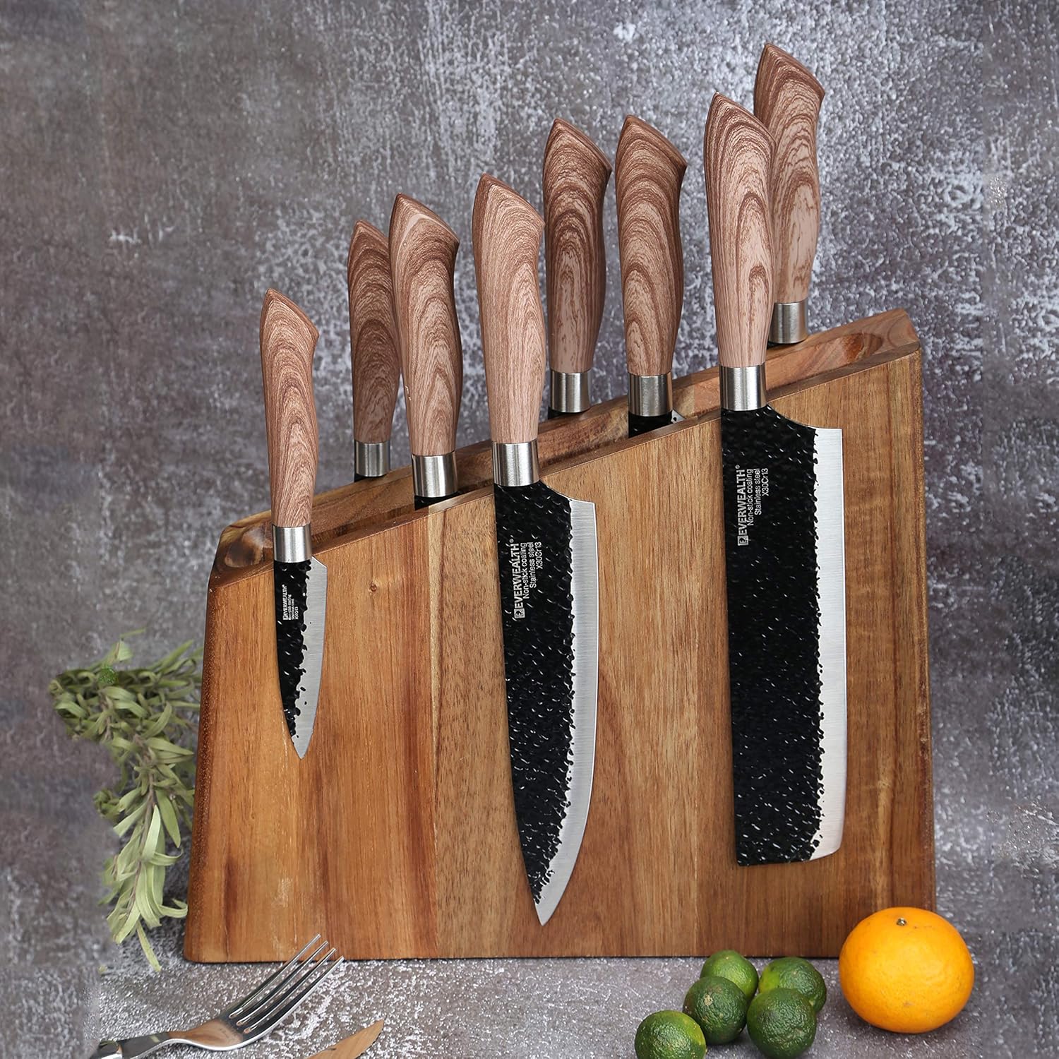 Resafy Magnetic Knife Wooden Block Knife Display Holder Rack Double Side Magnetic Stands with Strong Enhanced Magnets Kinves Strip Magnetic Knife Holder - Image 2